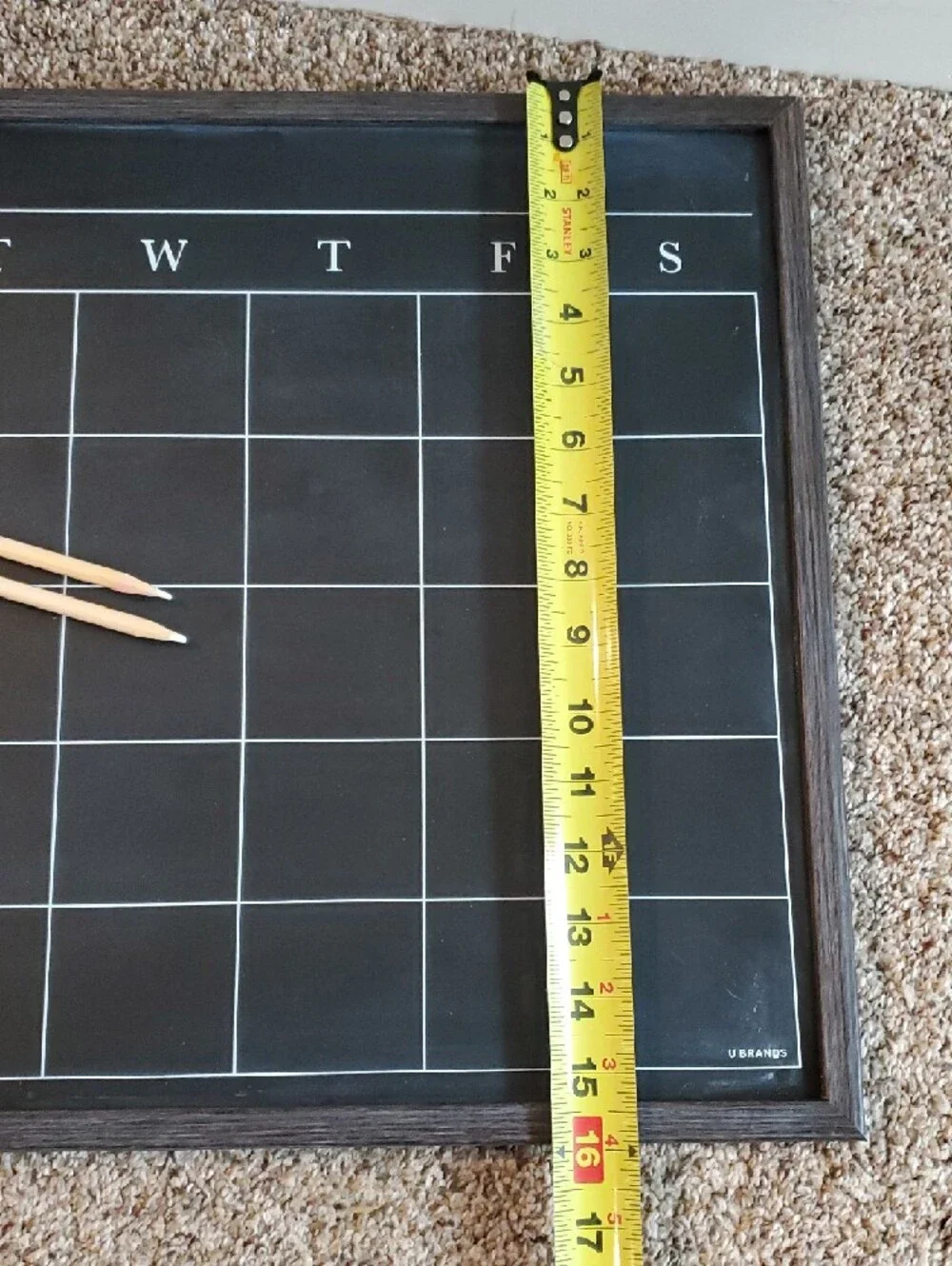 Framed Chalkboard Monthly Calendar - Black